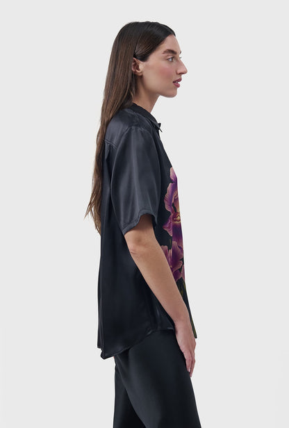 Silk Laundry | Short Sleeve Boyfriend Shirt - Iris