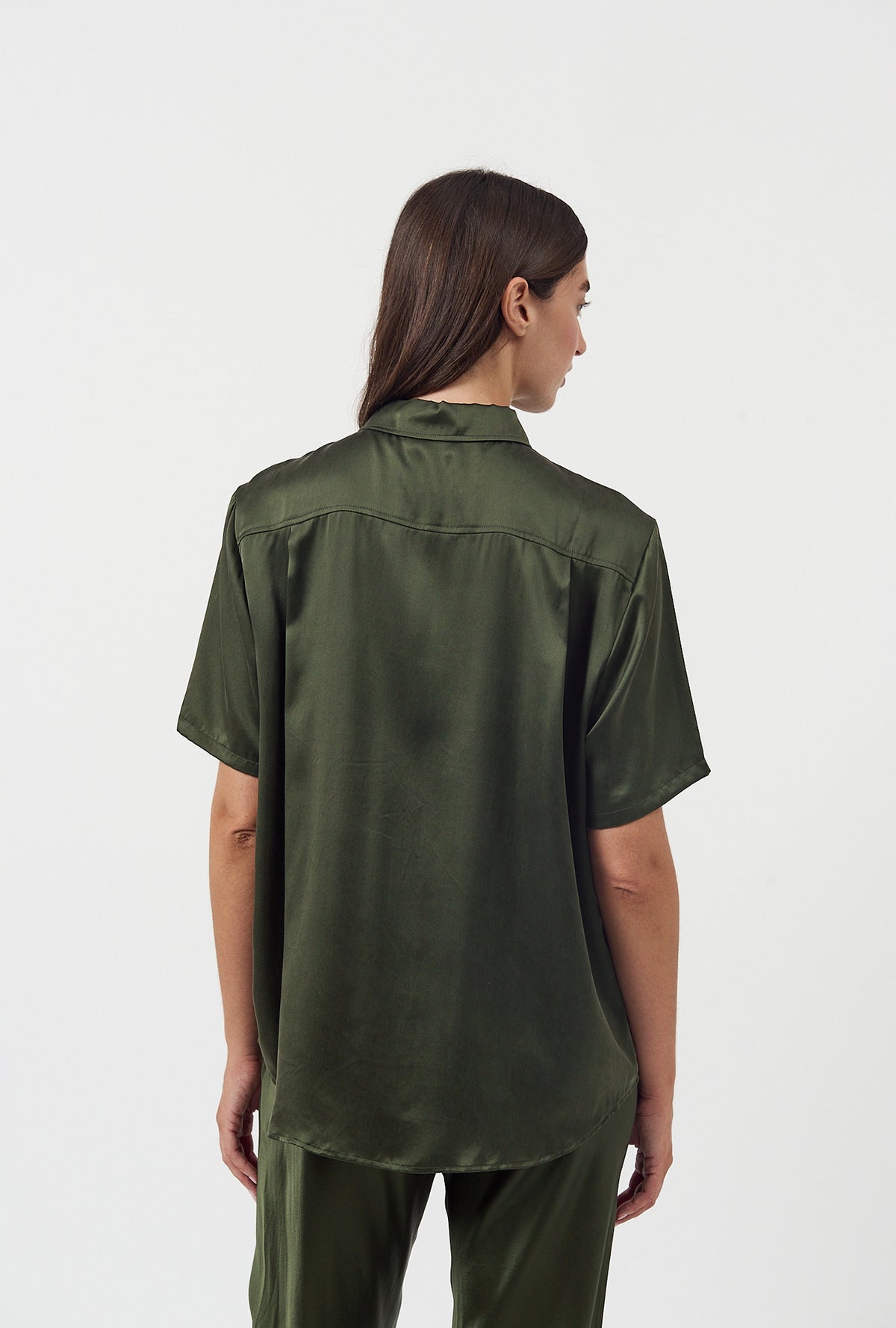 Silk Laundry | Short Sleeve Boyfriend Shirt - Cedar