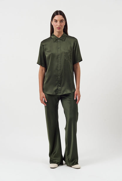 Silk Laundry | Short Sleeve Boyfriend Shirt - Cedar