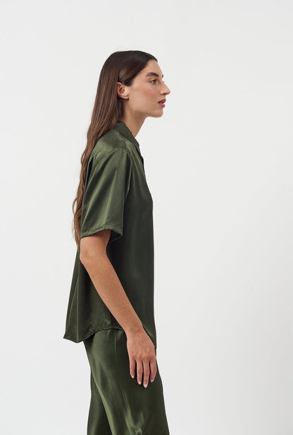Silk Laundry | Short Sleeve Boyfriend Shirt - Cedar