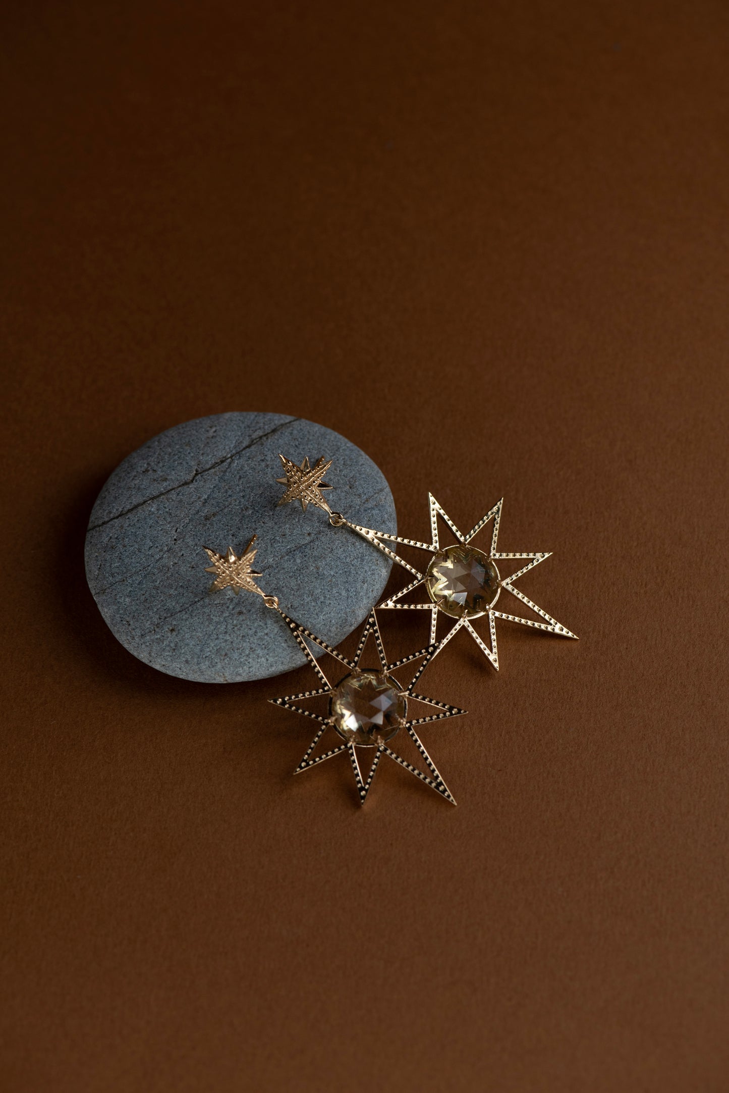 Zoe & Morgan | Sunburst Earrings - Gold/Lemon Quartz