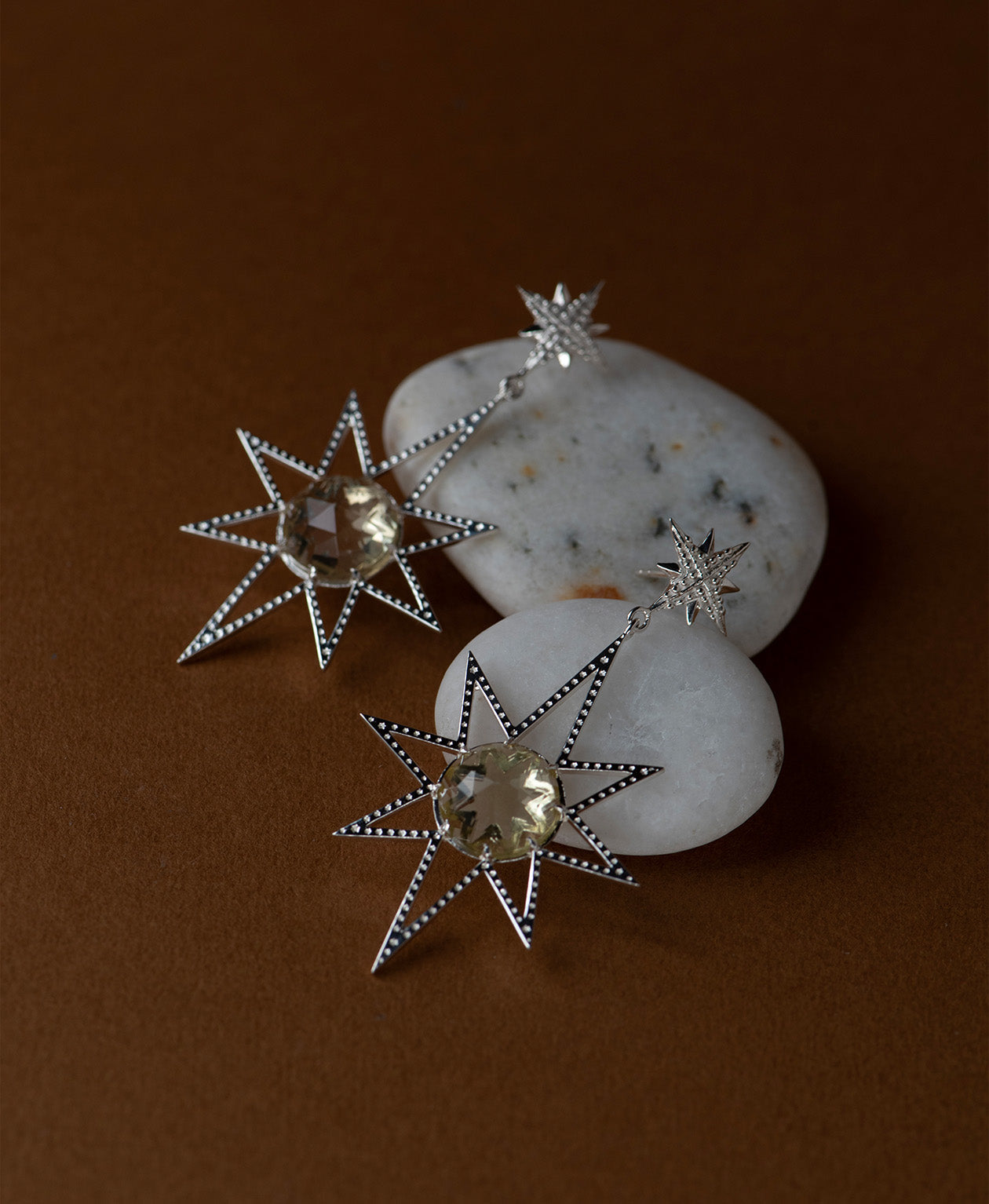 Zoe & Morgan | Sunburst Earrings - Silver/Lemon Quartz