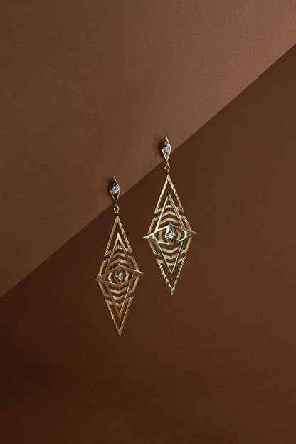 Zoe & Morgan  | Volcano Earrings - Gold/White Topaz
