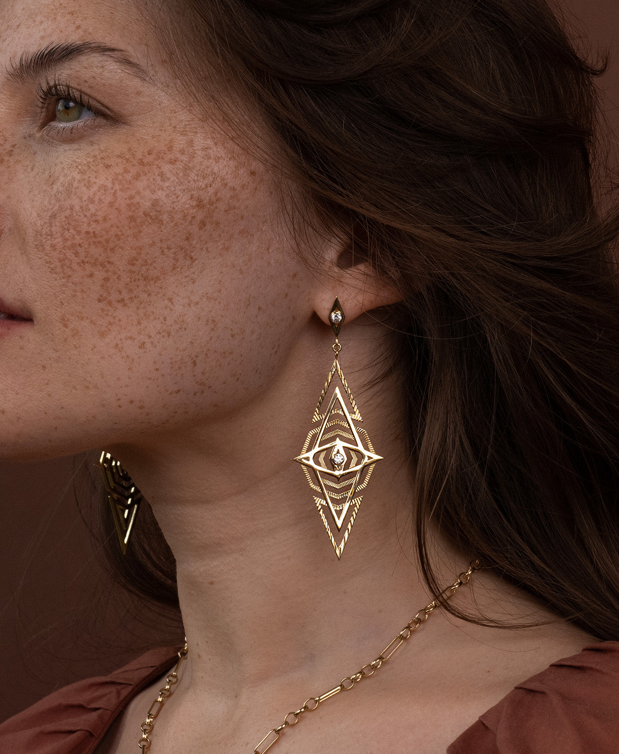 Zoe & Morgan  | Volcano Earrings - Gold/White Topaz