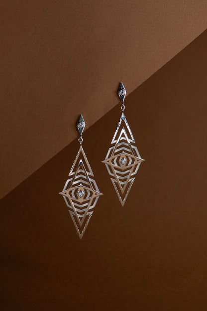 Zoe & Morgan | Volcano Earrings - Silver/White Topaz