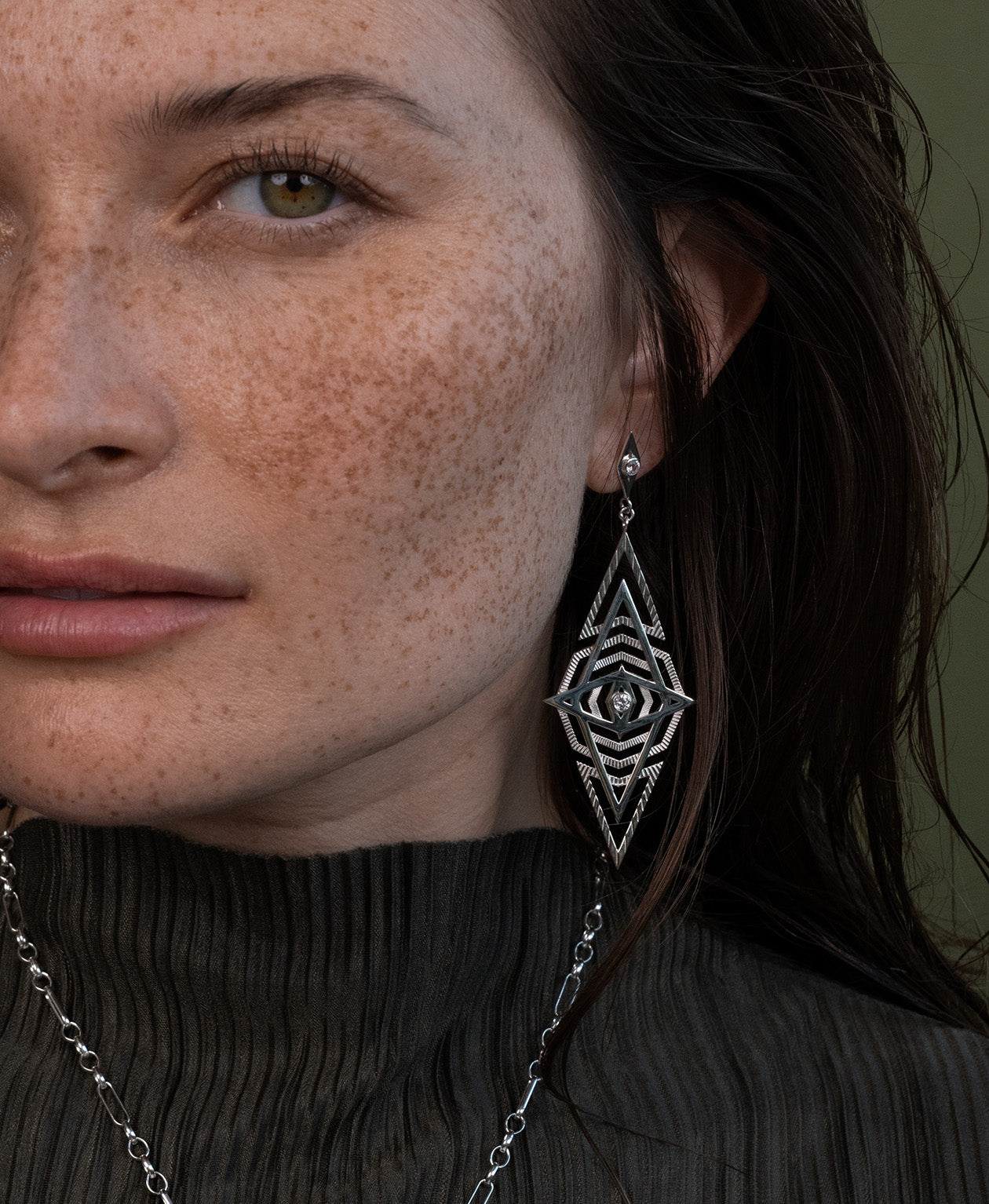 Zoe & Morgan | Volcano Earrings - Silver/White Topaz