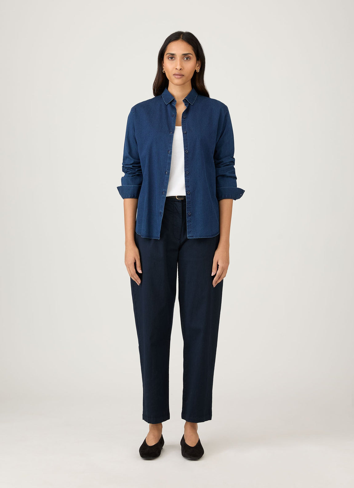 Sunspel | Denim Long Sleeve Shirt - Indigo