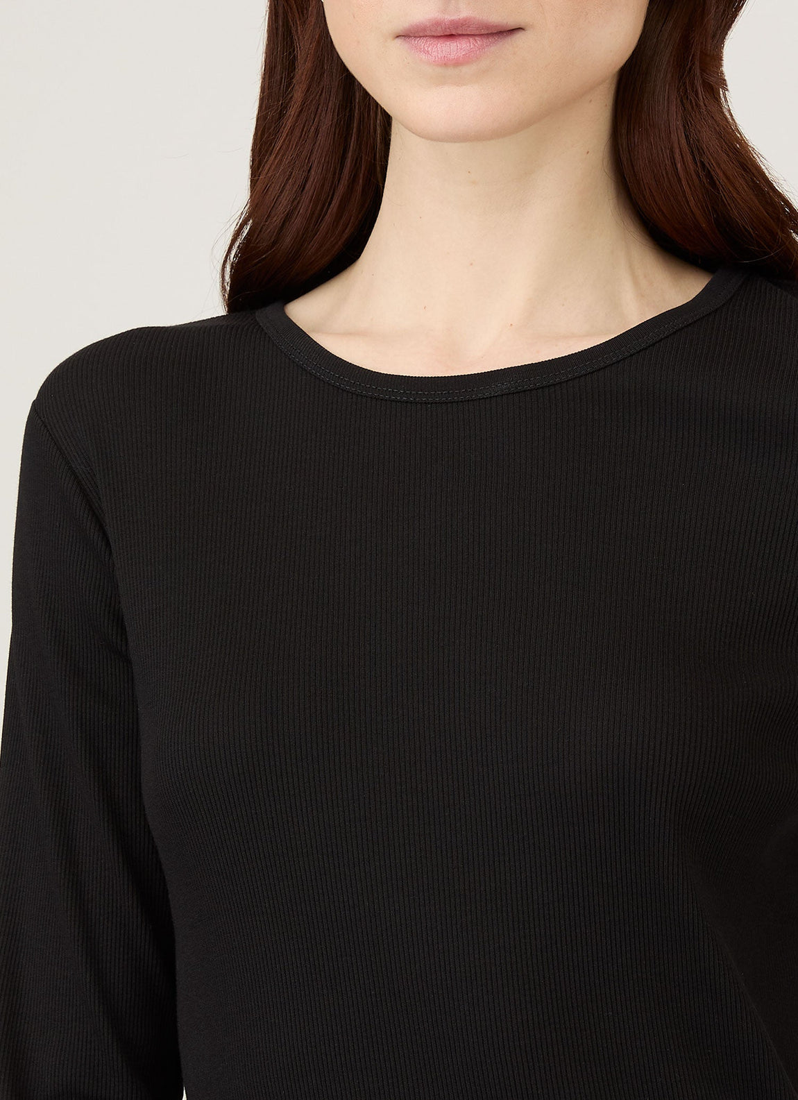Sunspel | Rib Long Sleeve T.Shirt - Black