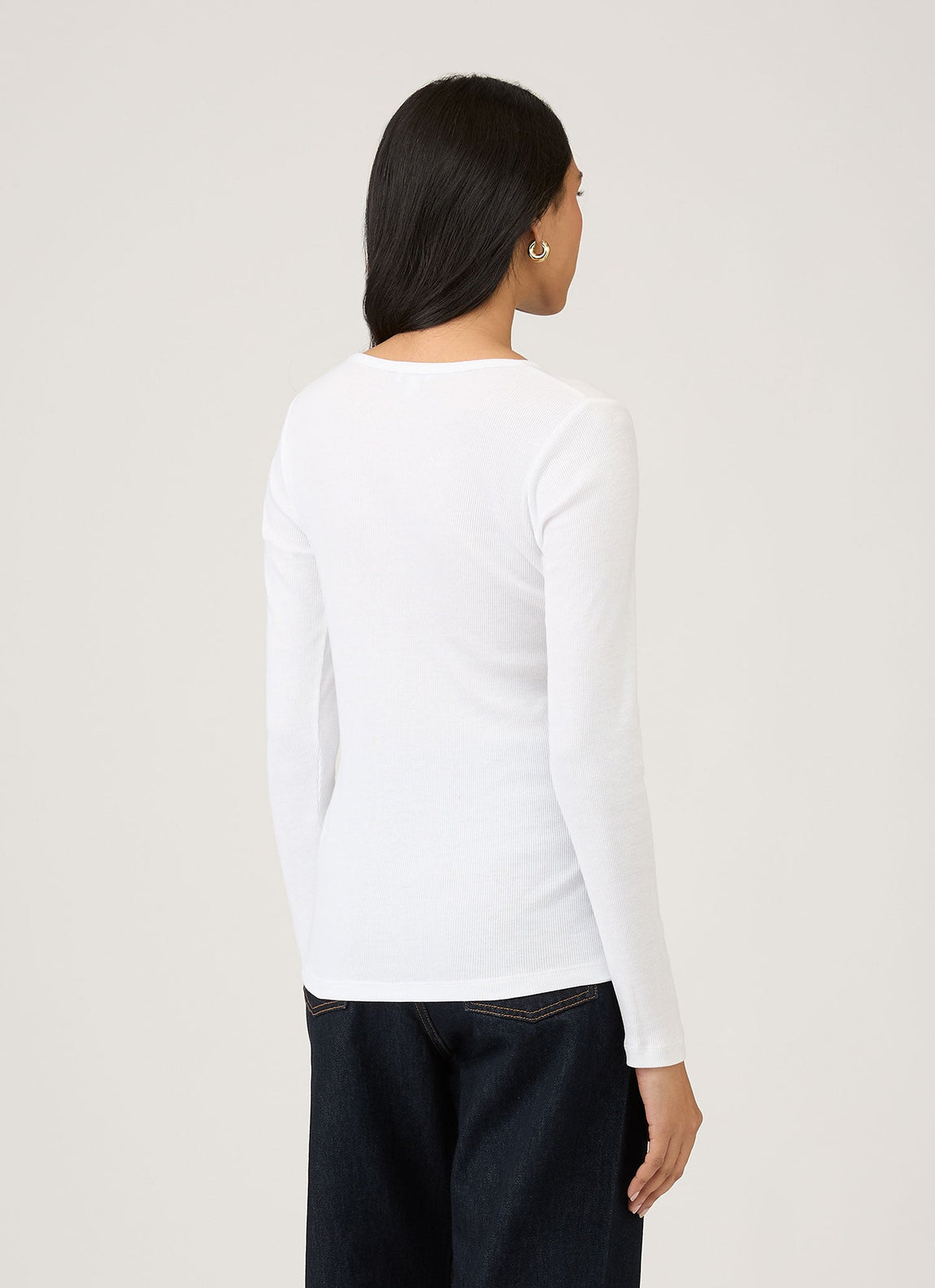 Sunspel | Rib Long Sleeve T.Shirt - White