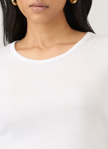 Sunspel | Rib Long Sleeve T.Shirt - White