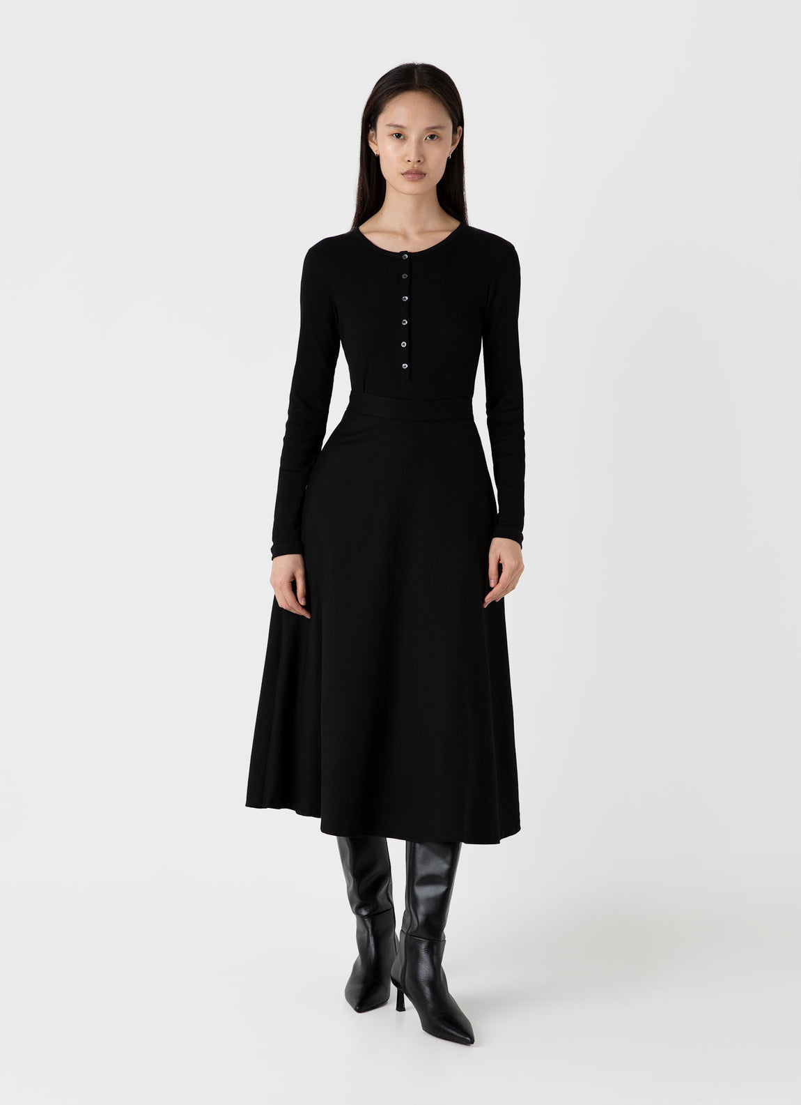 Sunspel | Rib Ls Henley - Black