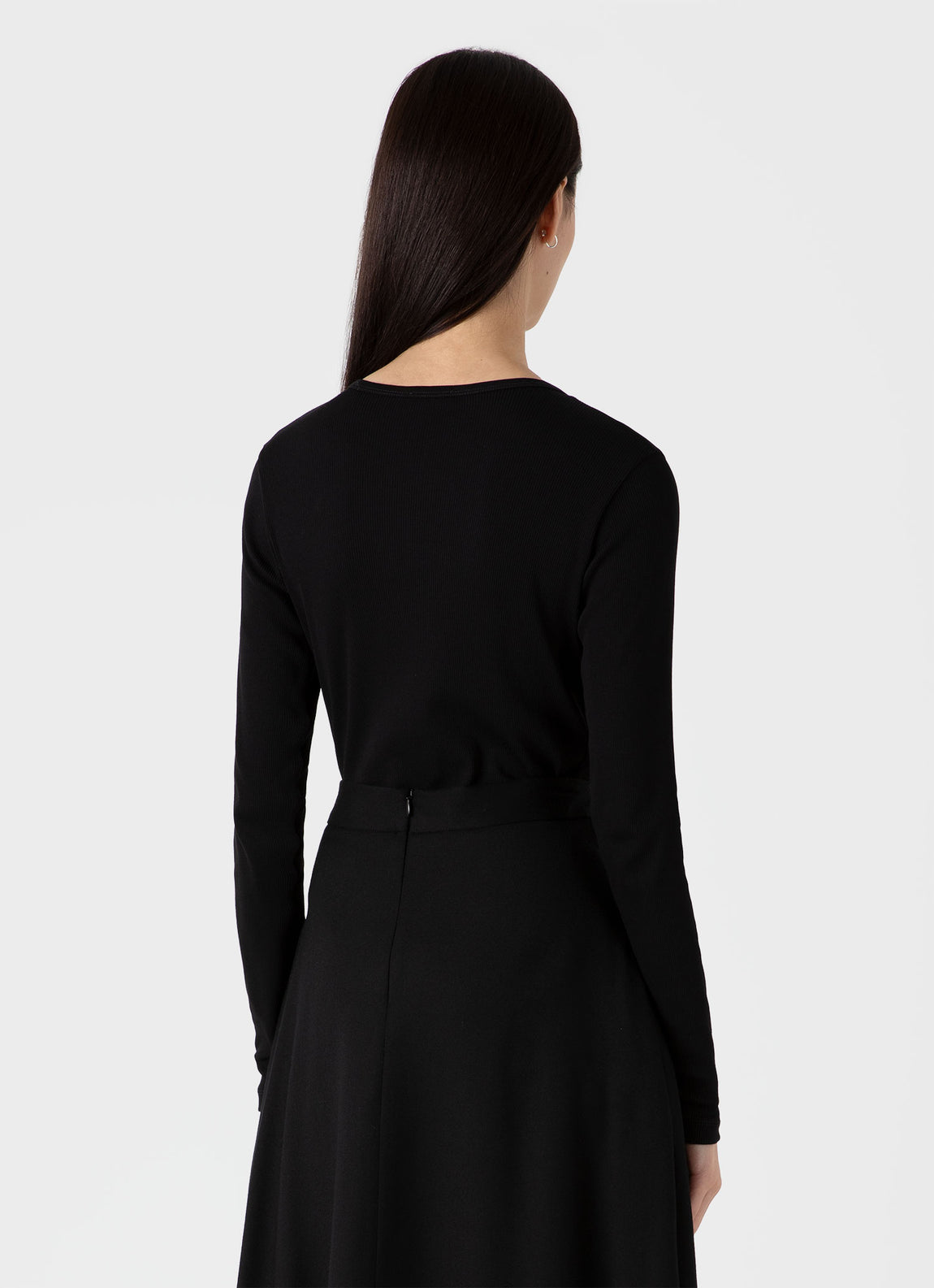 Sunspel | Rib Ls Henley - Black