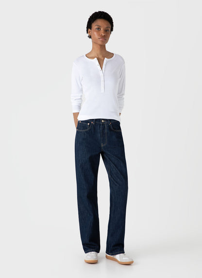 Sunspel | Rib Ls Henley - White