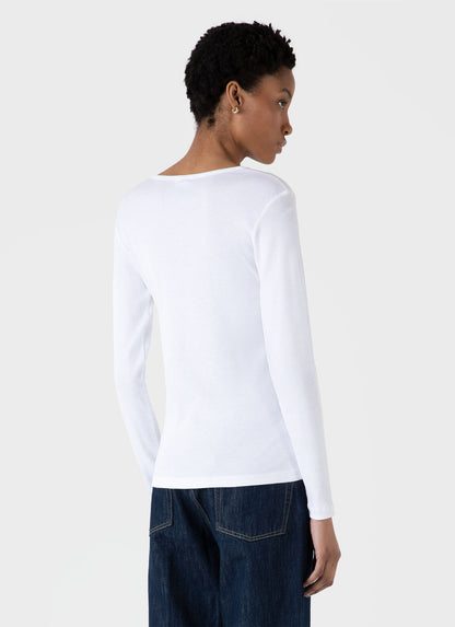 Sunspel | Rib Ls Henley - White
