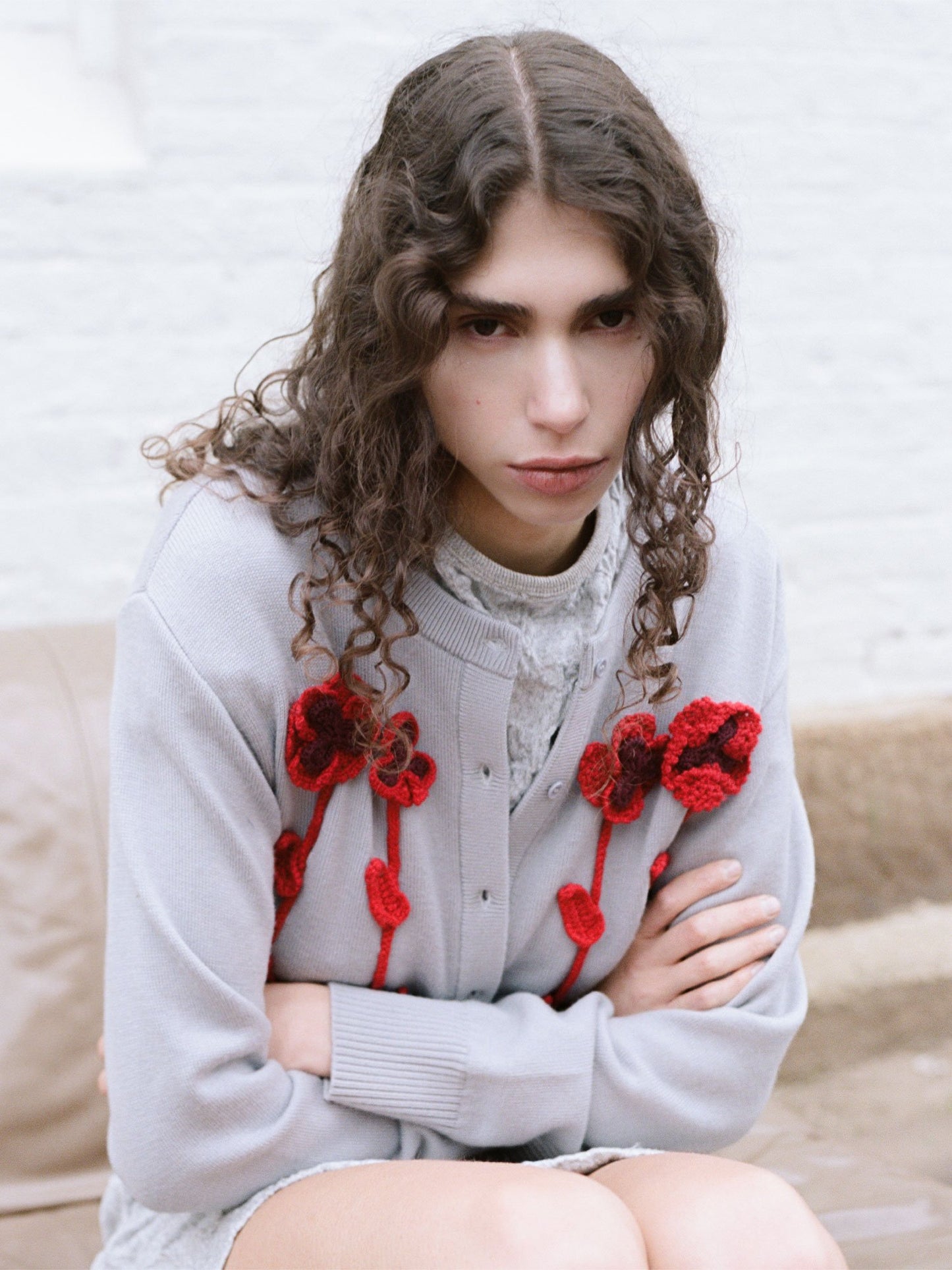 Wynn Hamlyn | Pansy Flower Cardigan - Grey