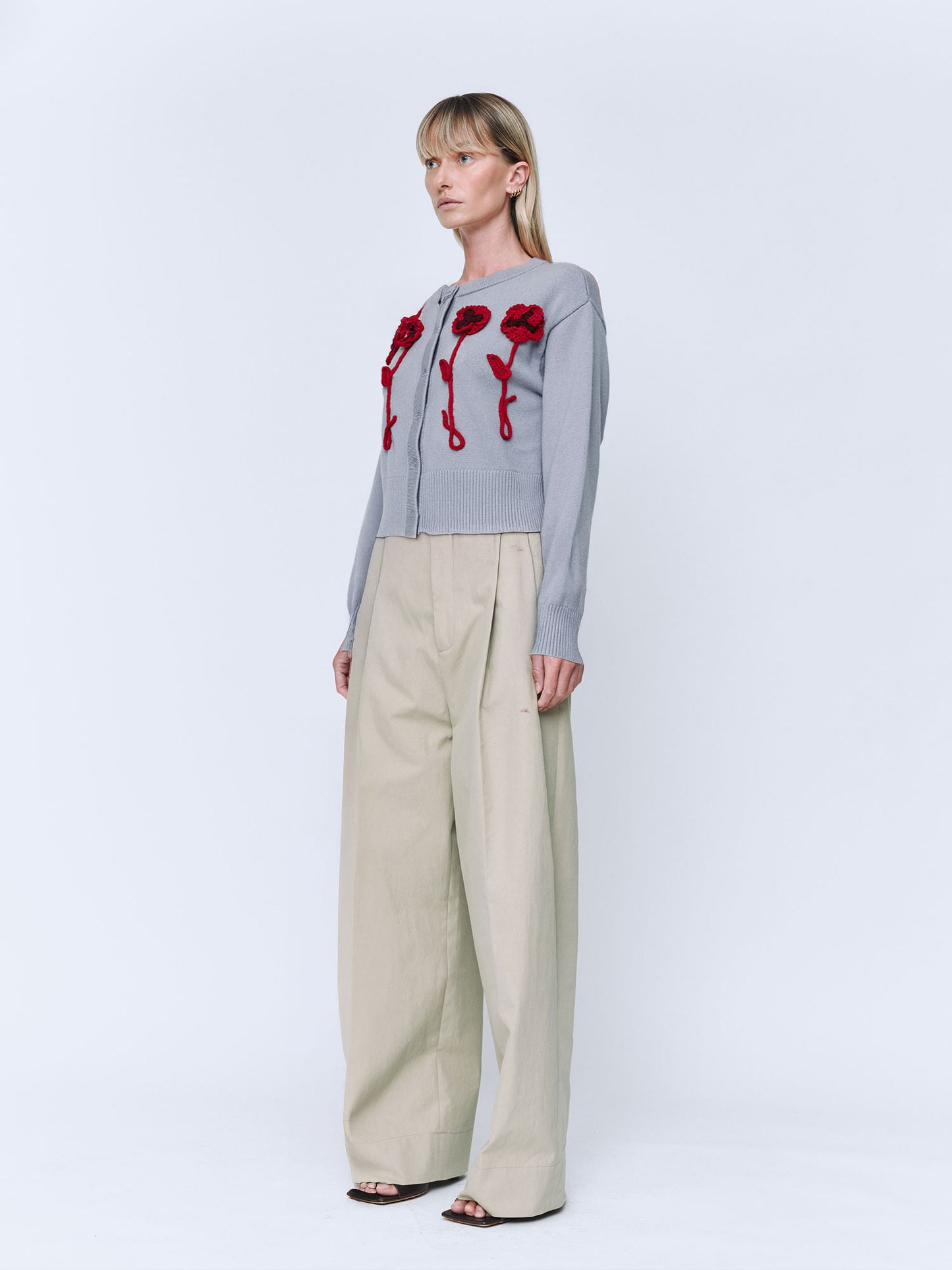 Wynn Hamlyn | Pansy Flower Cardigan - Grey