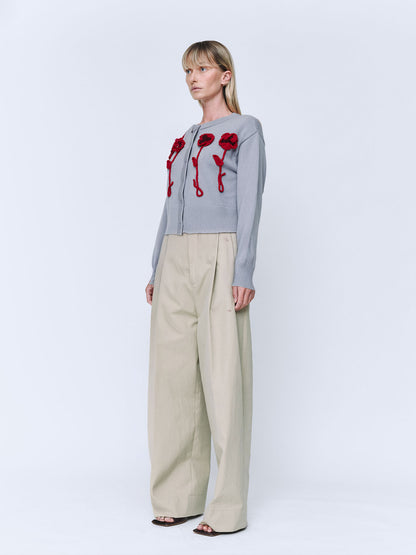 Wynn Hamlyn | Pansy Flower Cardigan - Grey