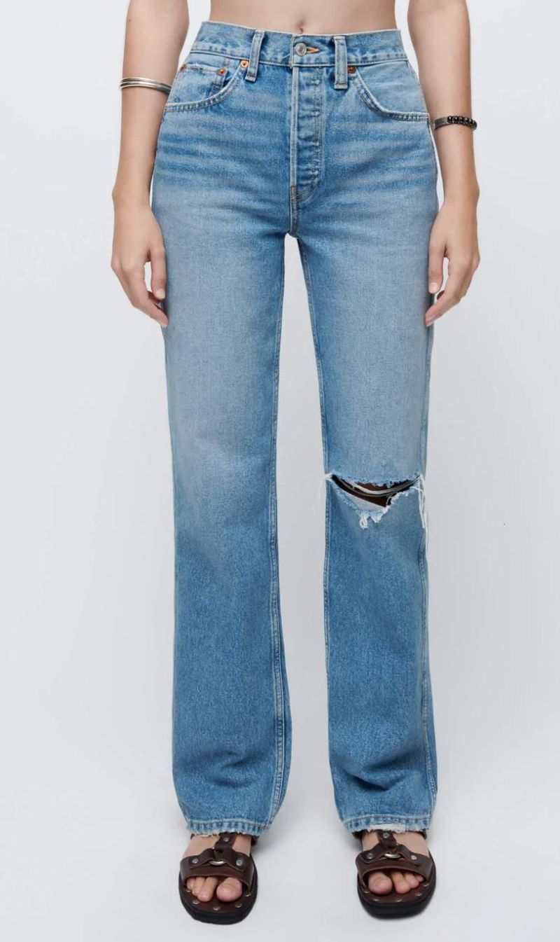 RE/DONE | 90s High Rise Loose - Worn Heather Blue
