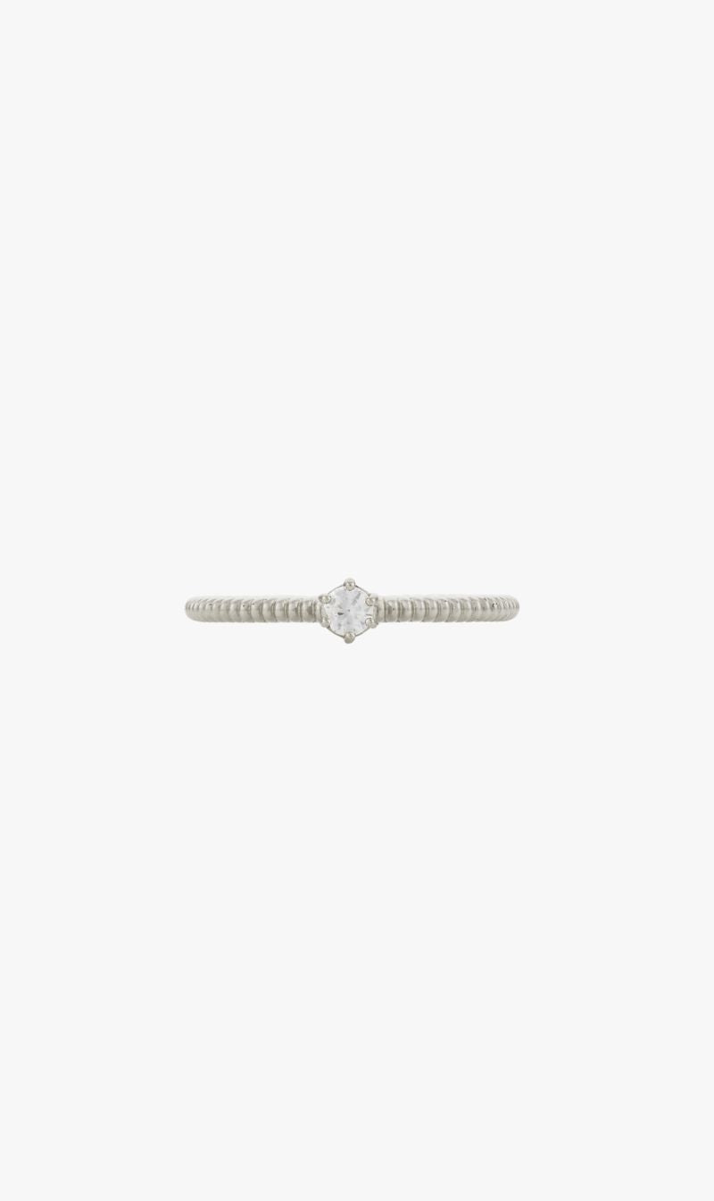 Zoe & Morgan | Anchored Stacker Ring - Silver / White Zircon