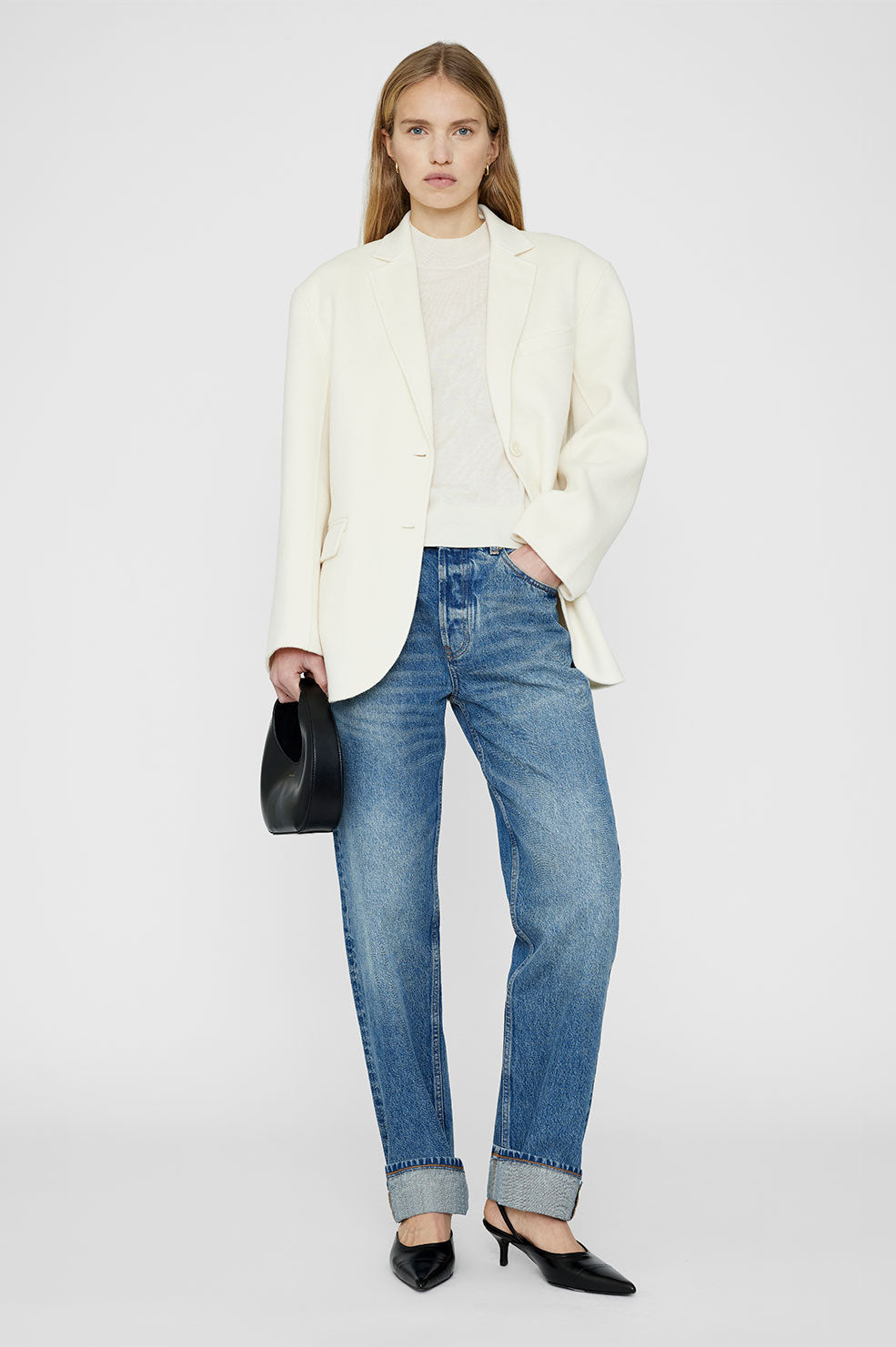 Anine Bing | Quinn Blazer - White Cashmere Blend