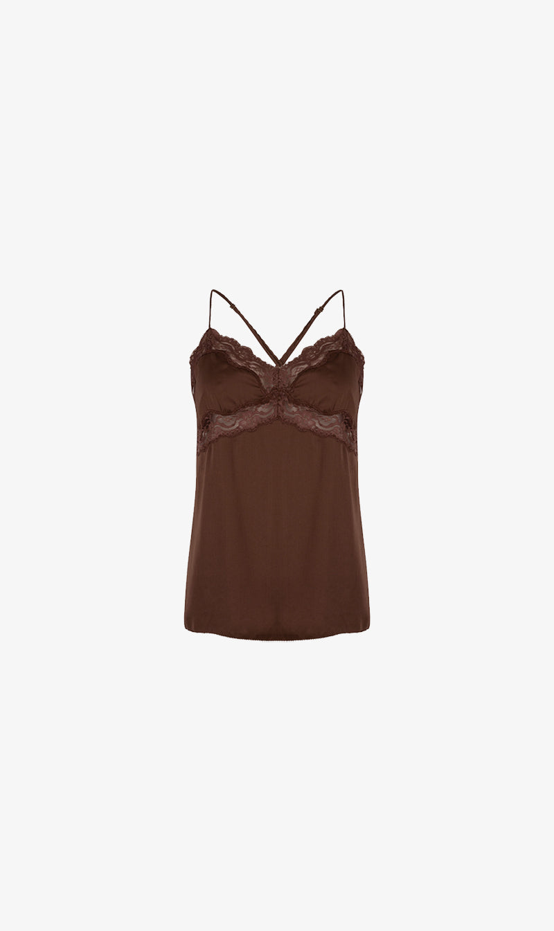 Love Stories | Pandora Cover Up Top Cami - Dark Brown