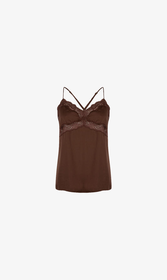 Love Stories | Pandora Cover Up Top Cami - Dark Brown