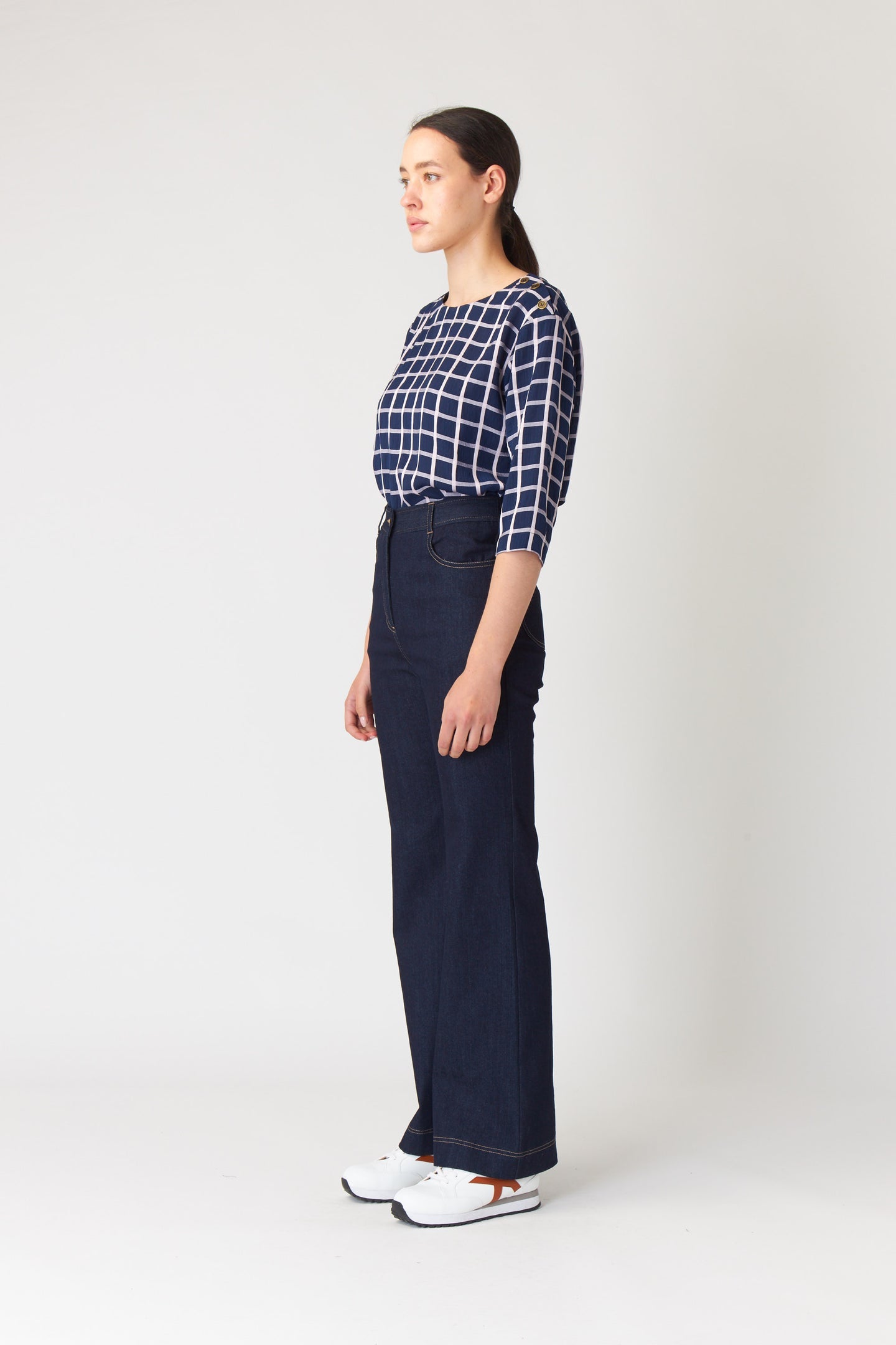Kate Sylvester | Check Bateau Top - Ink