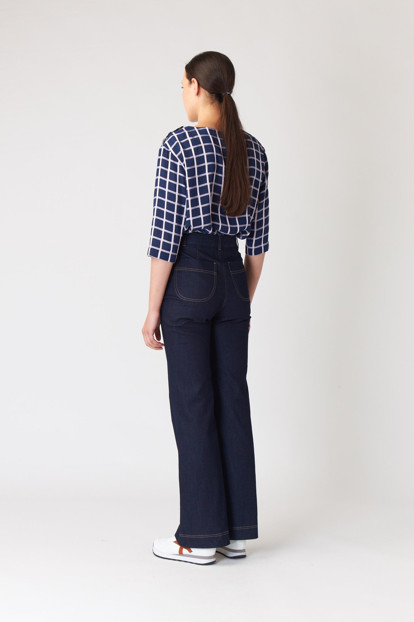 Kate Sylvester | Check Bateau Top - Ink