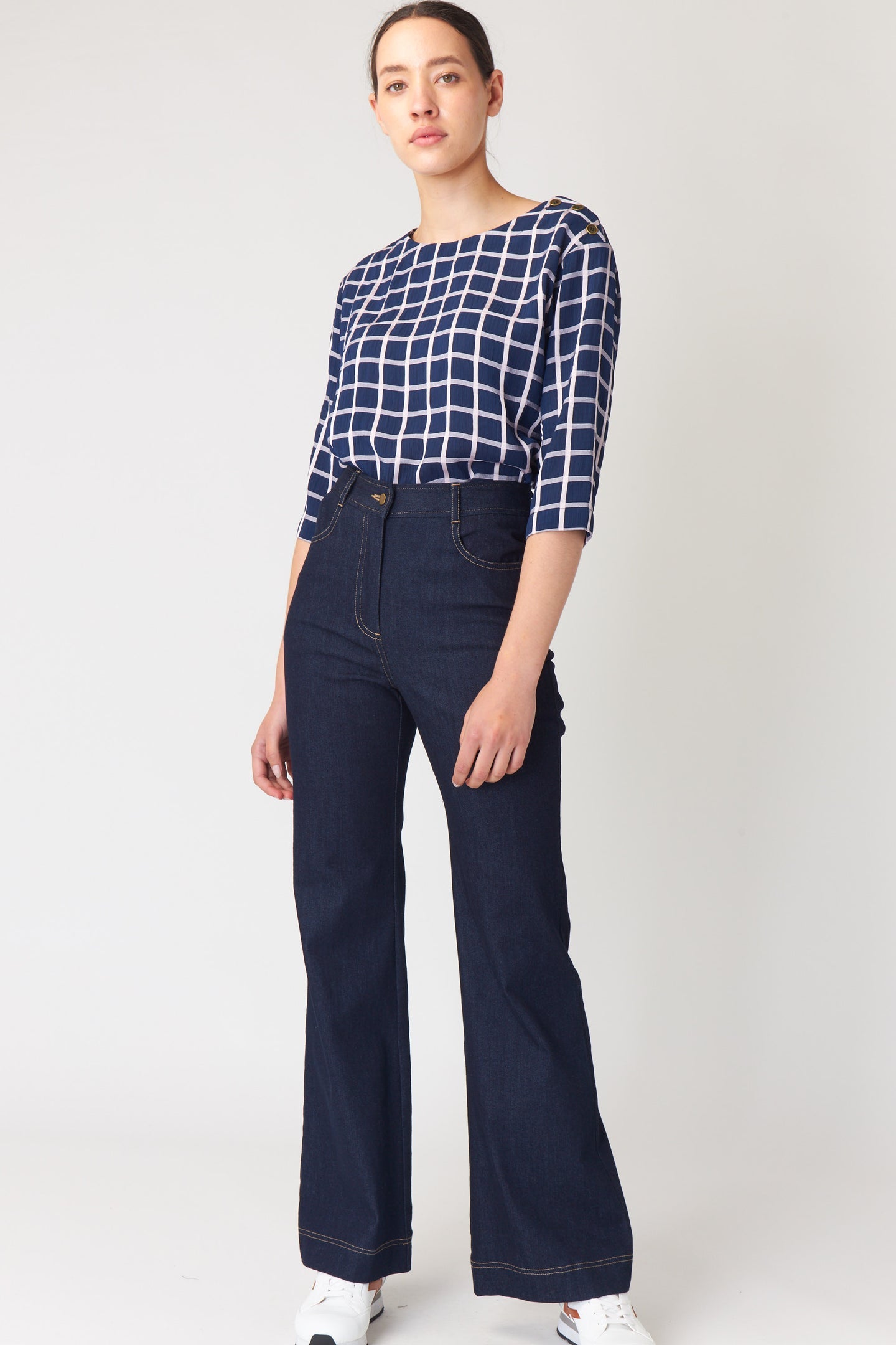Kate Sylvester | Check Bateau Top - Ink
