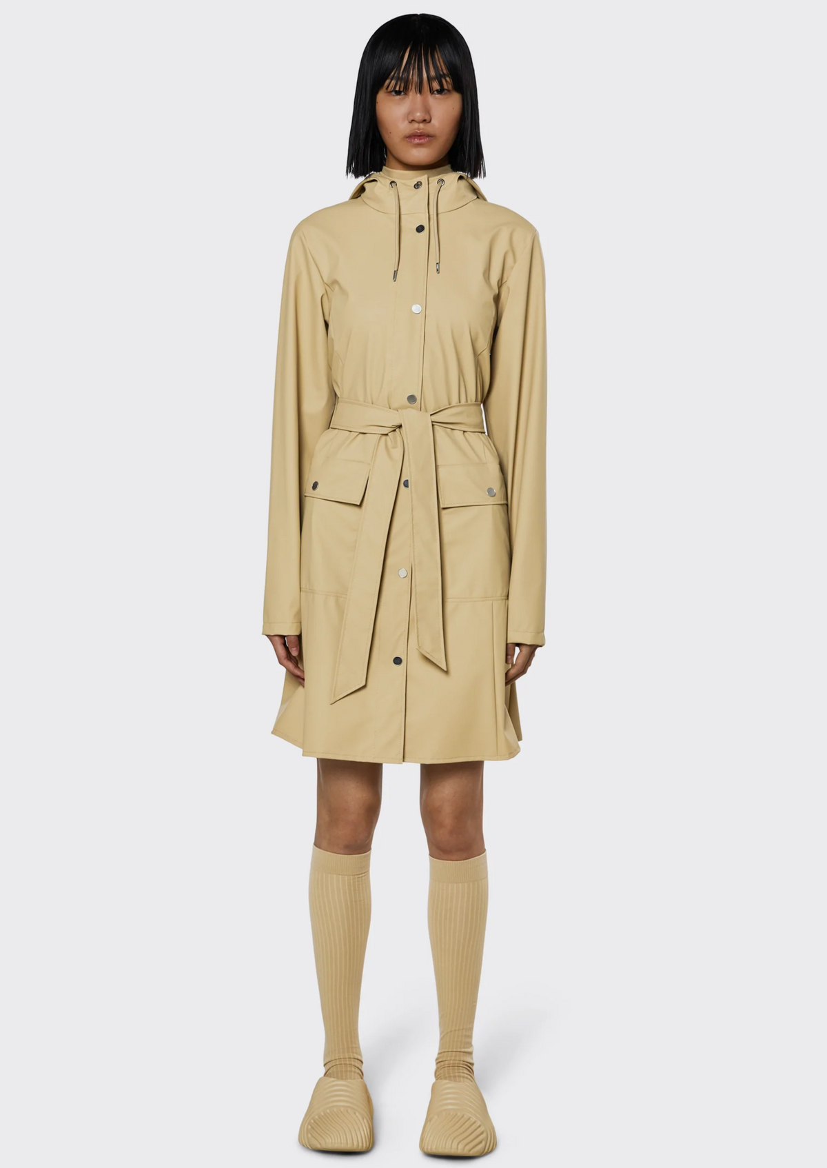 Rains | Curve Long Jacket - Sand