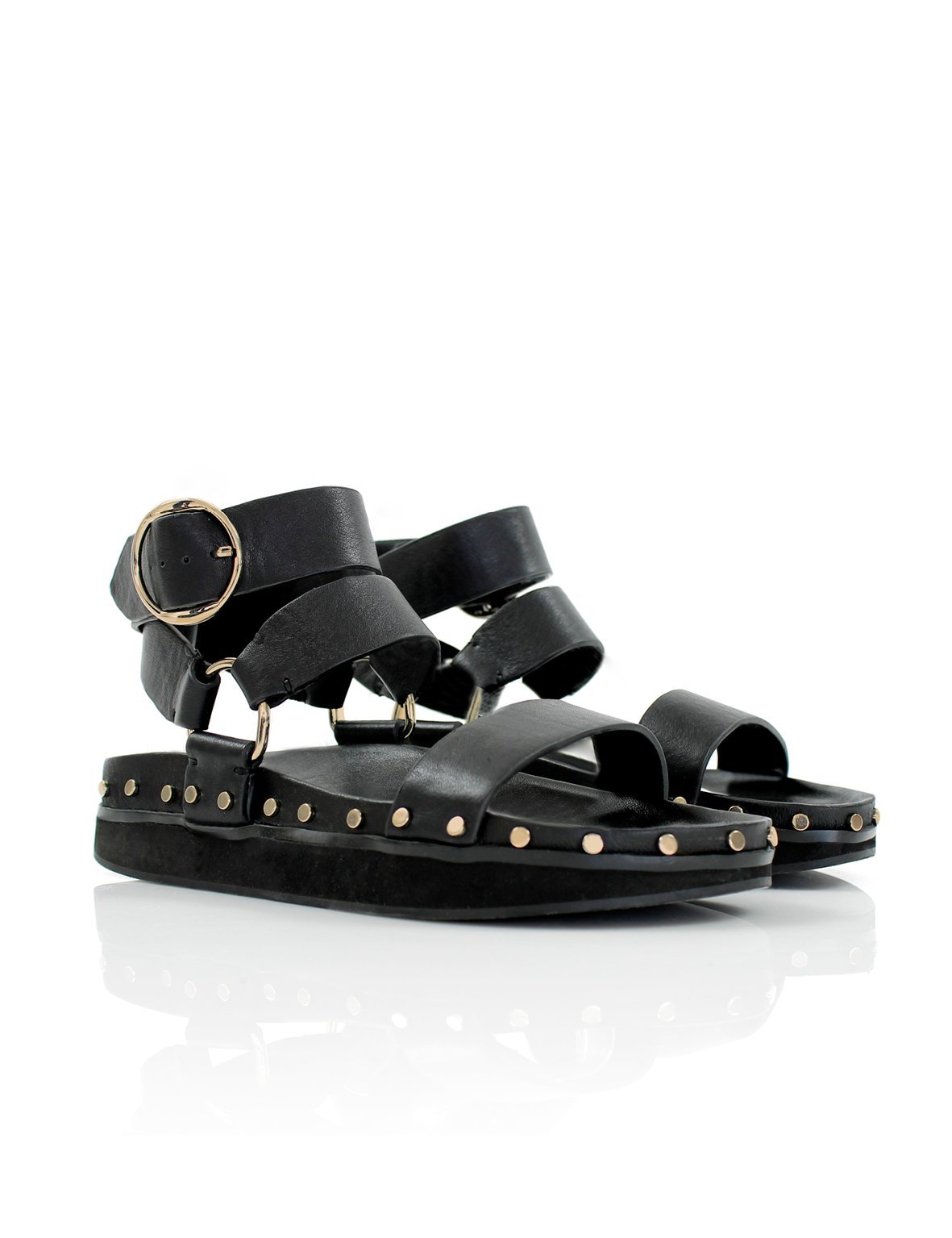 La Tribe | Studded Sandal - Black/Gold