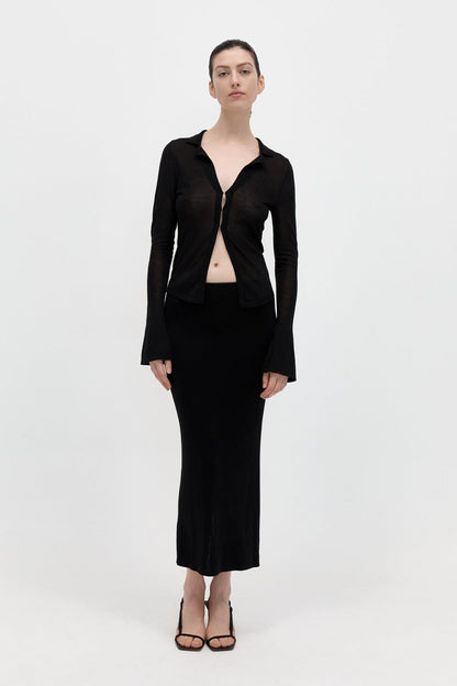 St. Agni | Low Waist Knit Skirt - Black