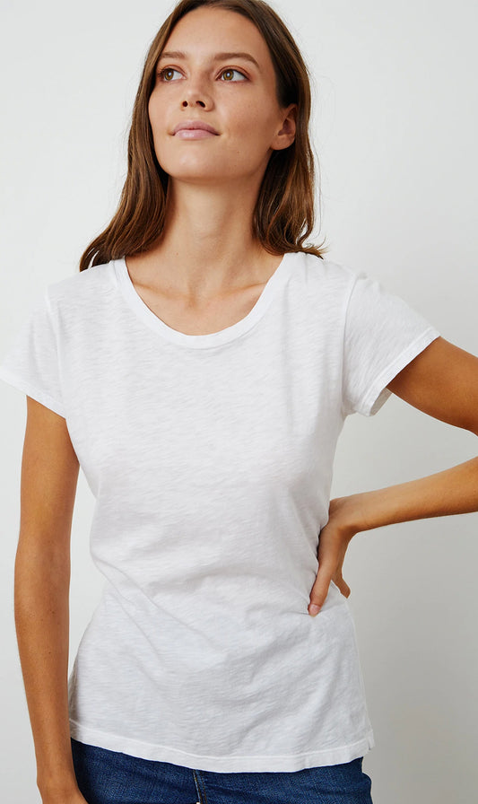Velvet | Odelia Cotton Slub Crew Neck Tee - White