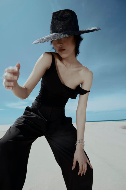 Rebe | Milan Wide Brim Hat - Black