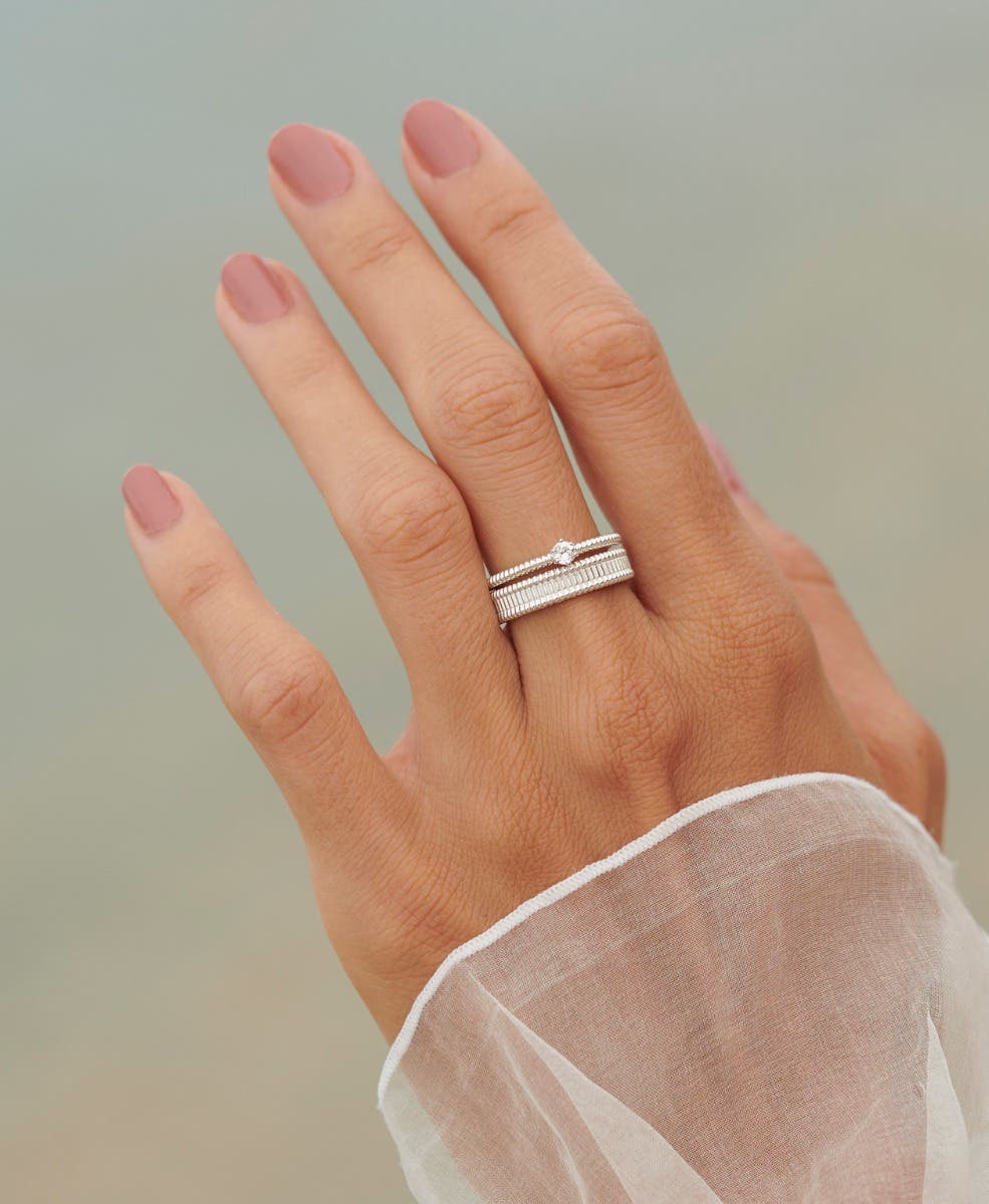 Zoe & Morgan | Anchored Stacker Ring - Silver / White Zircon