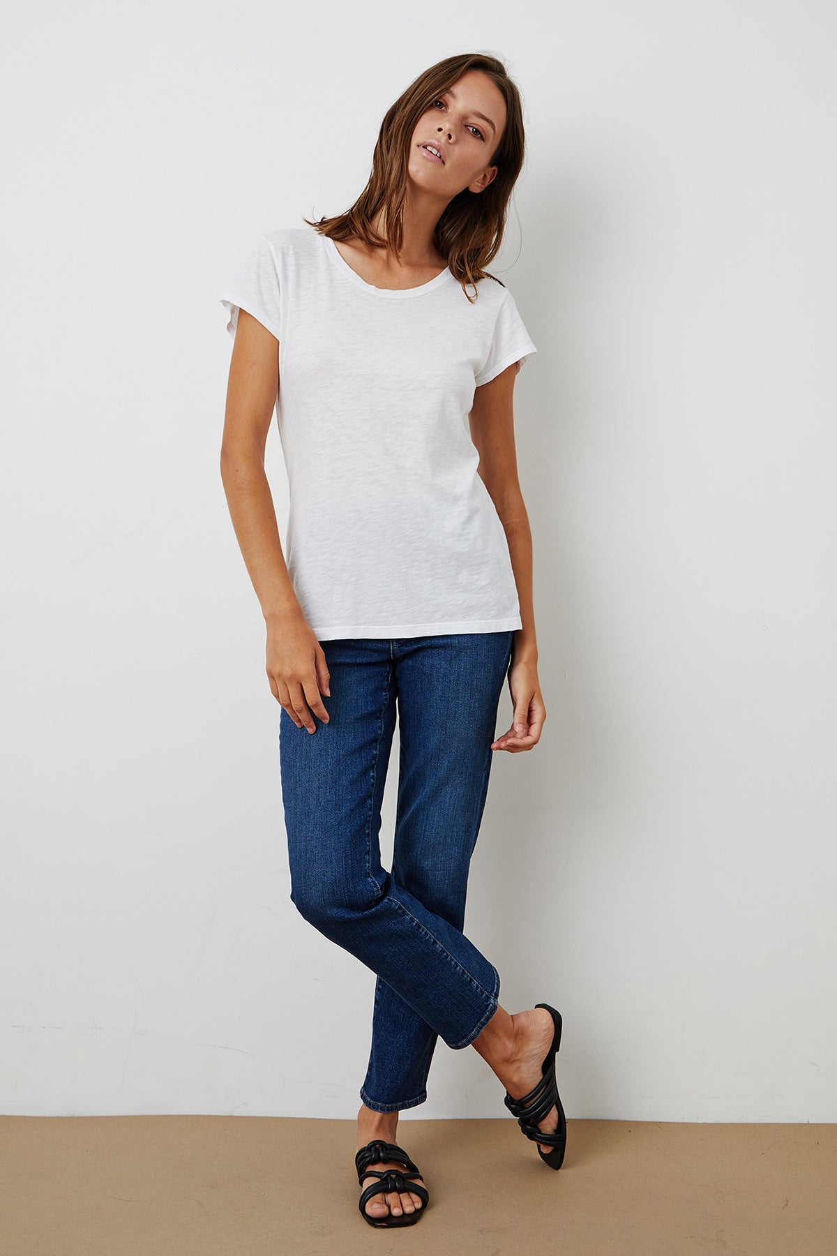 Velvet | Odelia Cotton Slub Crew Neck Tee - White