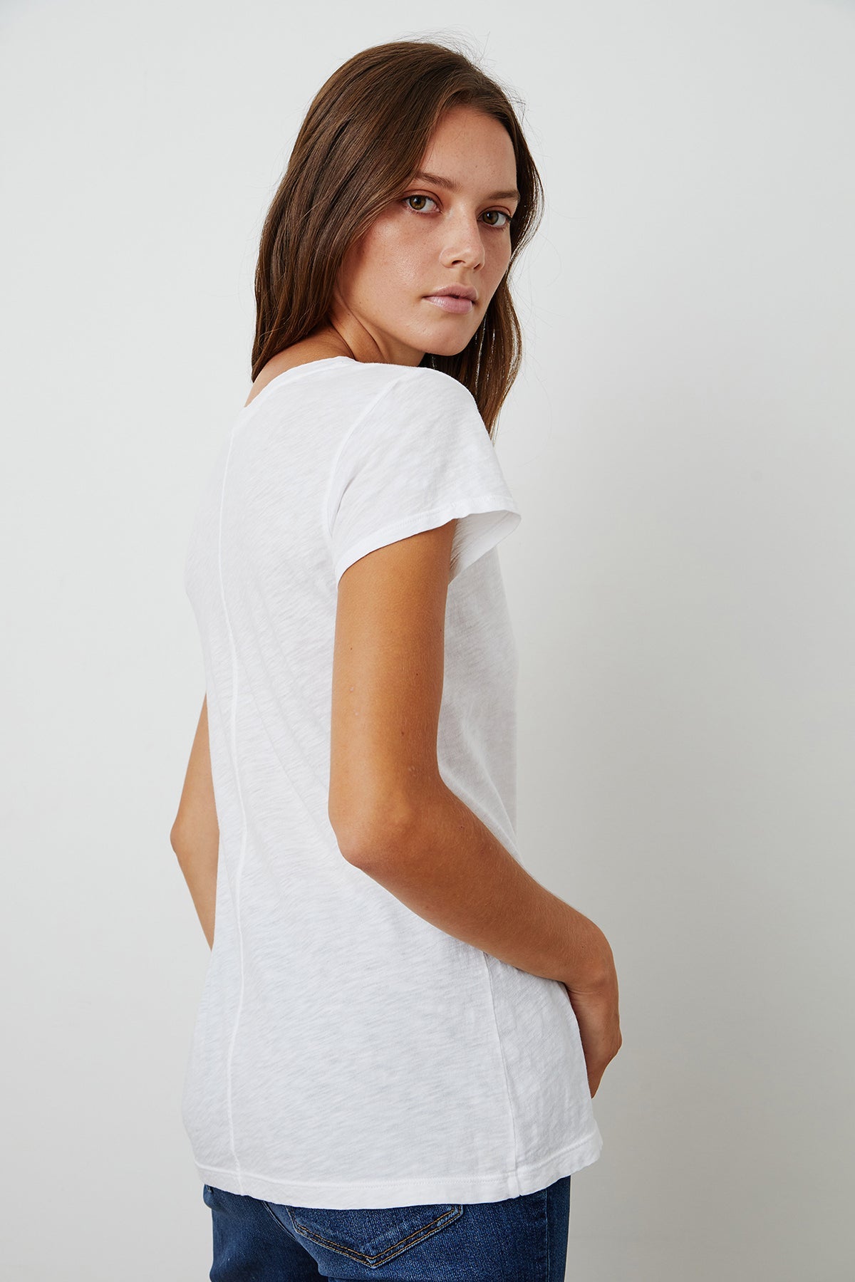 Velvet | Odelia Cotton Slub Crew Neck Tee - White