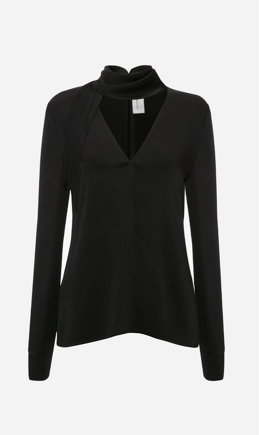 Victoria Beckham | V-Neck Fringe Top - Black