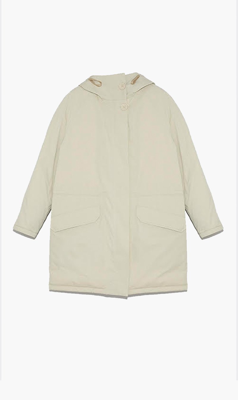 Yves Salomon Womens Coat Yves Salomon | Bachette Fox Parka - Desert Wind/Ivoire